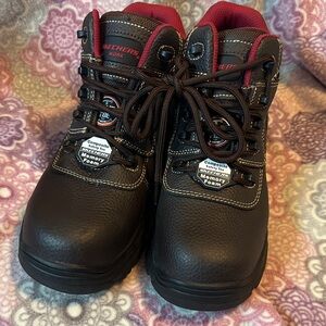 Skechers women’s Work boots Brown Memory Foam Safety Sneakers